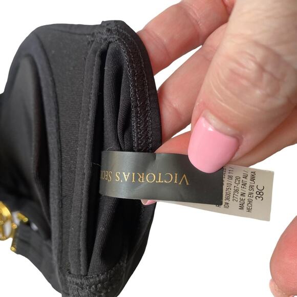 VS Bikini Top bandeau removable halter strap Fold VS logo back clasp 38C - Picture 2 of 3